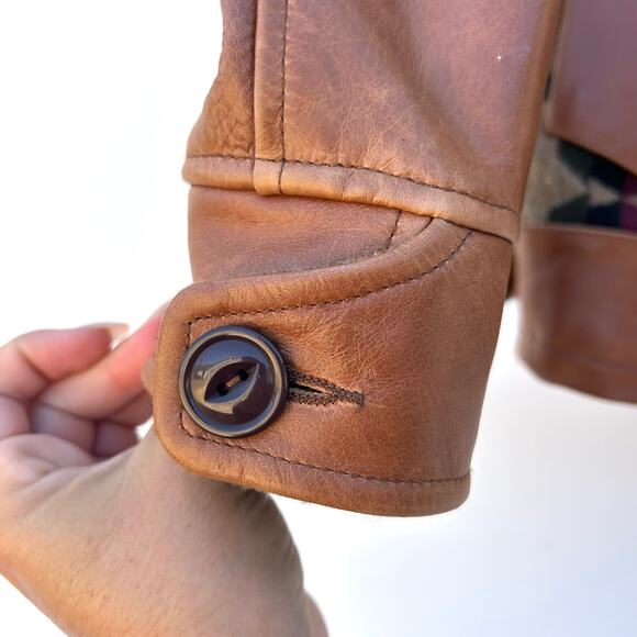 Vintage Men’s Leather Wool Navajo Jacket Western Southwestern Large - Picture 9 of 12